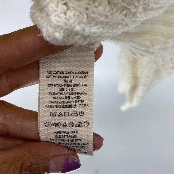 Free People By Your Side Sweater Size Cream Cowl Neck Bohemian Oversized open kn - Picture 5 of 9